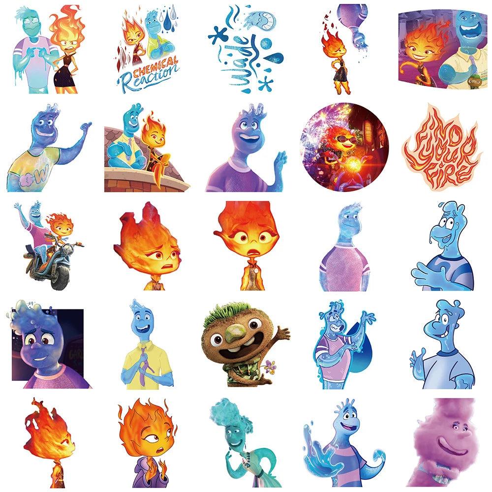 10/30/50pcs Disney Movie Elemental Cartoon Anime Stickers Decals Laptop Car Suitcase Motorcycle Wall Decoration Sticker Kids Toy