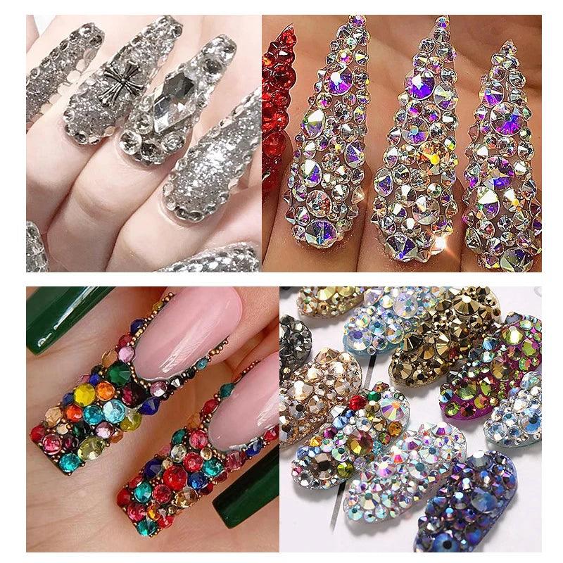 3Pcs/Set Nails Art Accesorios Multi-Size Rhinestones 3D Crystal DIY Decorations Glitter Crystal Rivet Gem 3D Nail Supplies - HighGloss Shop