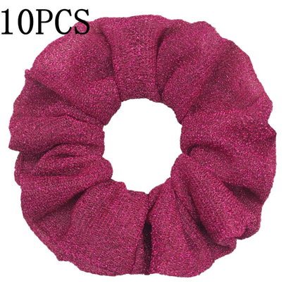 10pc Girls Sparkly Sequins Scrunchies for Hair Eleastic Scrunchy Ties Ropes Ponytail Holders Rubber Bands Shinny Bling for Women