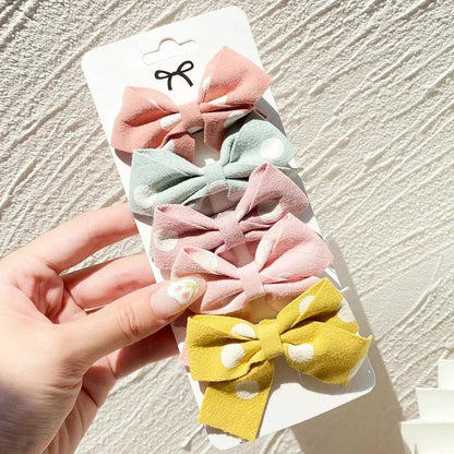 4/5Pcs Cute Baby Hairpin for Girls Print Ribbon Barrette Kids Little Hair Clip Pinches for Hair Girl Cotton Bow Hair Accessories