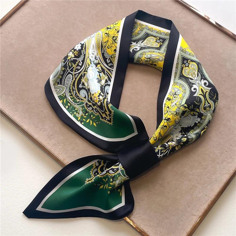 2023 New Luxury Brand Skinny Neckerchief Scarf For Women Satin Silk Ribbons Bandana Ladies Neck Tie Wrist Wrap Shawl Echarpe