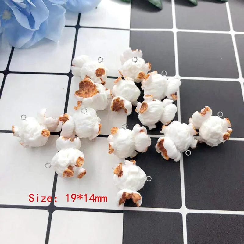 10pcs Cute Irregular Simulation Popcorn Resin Charms Cute Earring Charms Diy Crafts For Keychain Food Pendant Jewelry Make