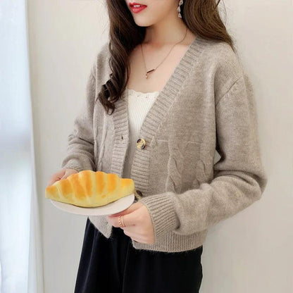 Women Cardigan Sweaters Button Knitwear Fall Winter Fashion Long Sleeve V-neck Knitted Jackets Tops Casual Female Sweater Coats