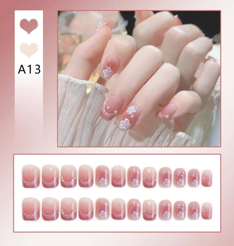 24pcs Luxury Handmade Nail Art Glossy Long Ballet Fake Nails Full Rhinestone Press On Nails Y2K False Nails For Women Girl Party