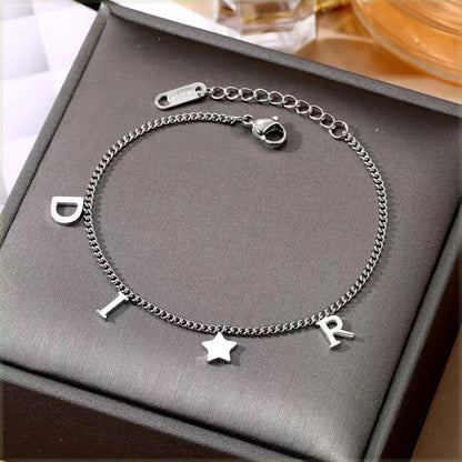 New Fashion Letter Star Pendant Bracelet Woman Simple Vintage Stainless Steel Bracelet Luxury Jewelry Accessories Gifts