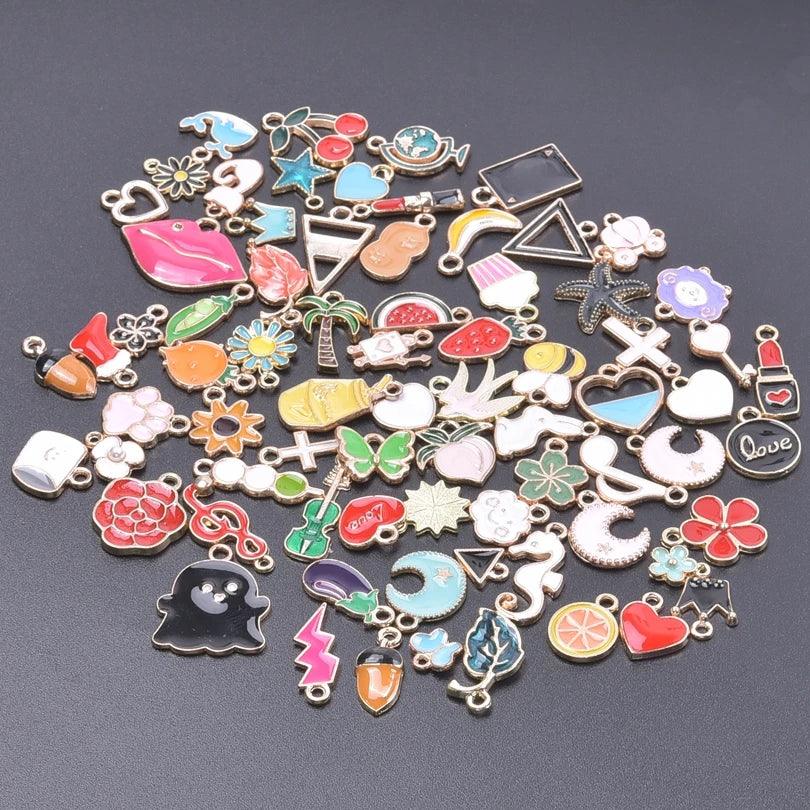 New Kawaii 10PCS/Lot Bulk Random Mix 4 Color Dripping Oil Alloy Pendant Enamel Charms For Jewelry Women DIY Handmade Accessories