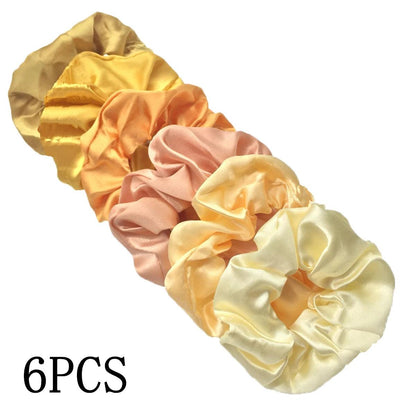 25/10//6pcs Satin Scrunchies Girls Elastic Hair Band Ponytail Holder Ties Rubber Bands Fashion Women Accessories Solid Scrunchy