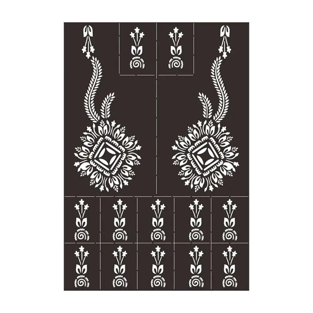 Professional Henna Stencil Temporary Hand Tattoo Body Art Sticker Template Wedding Tool India Flower Tattoo Stencil