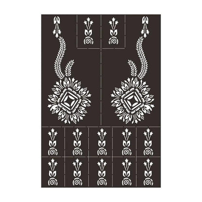 Professional Henna Stencil Temporary Hand Tattoo Body Art Sticker Template Wedding Tool India Flower Tattoo Stencil