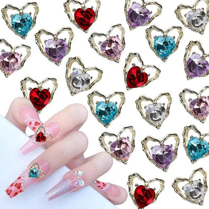 30Pcs Pink Nail Charms Alloy Rhinestones 3D Star Butterfly Heart Cross Gem Nails Crystal Diamond Nail Art Decoration Accessories