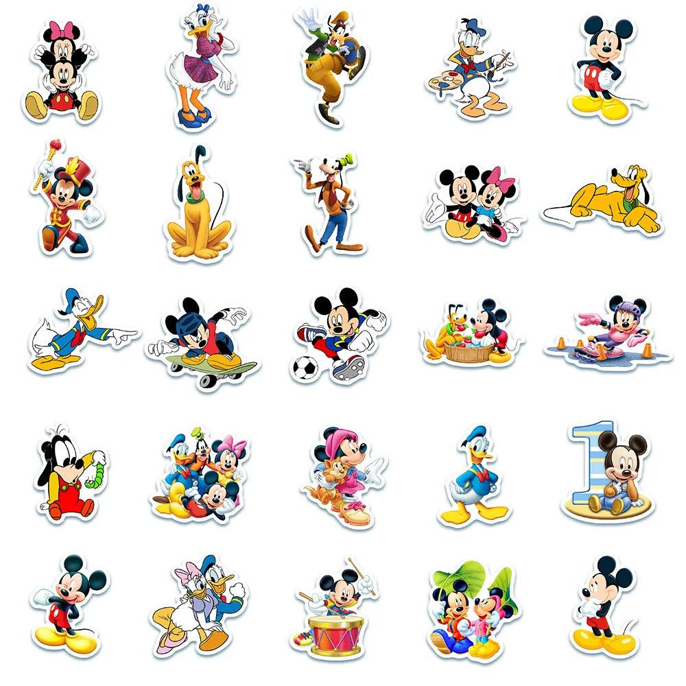 10/30/50pcs Disney Anime Mickey Mouse and Donald Duck Graffiti Stickers Cartoon Decals Kids Toy Laptop Luggage Guitar Sticker