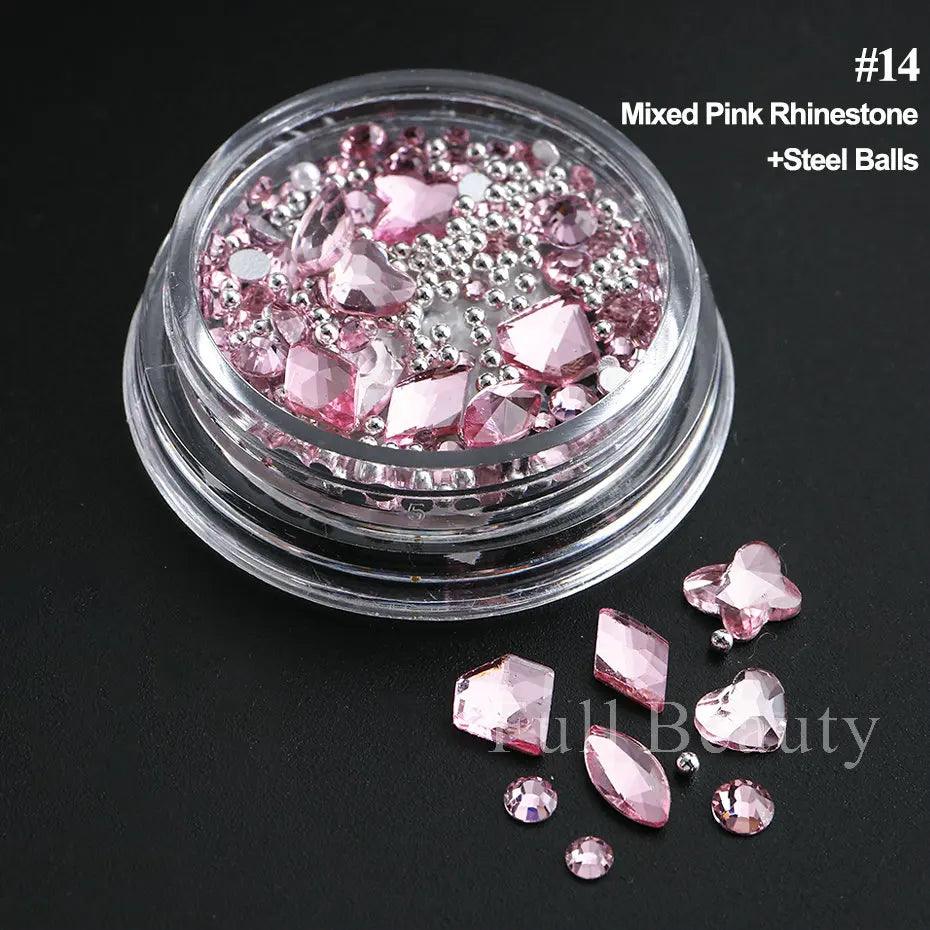 Crystal White Nail Rhinestones Glitter Wedding Bride Design Flatback Gems Charms Beads 3D Nail Art Decoration DIY Parts LAS-008