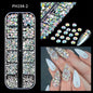 12Gird 3D Glass AB Crystal Nail Art Rhinestones Kit Flatback Round Bead Charm Gem Stones Jewelry Diamond with Tools for Nail Art