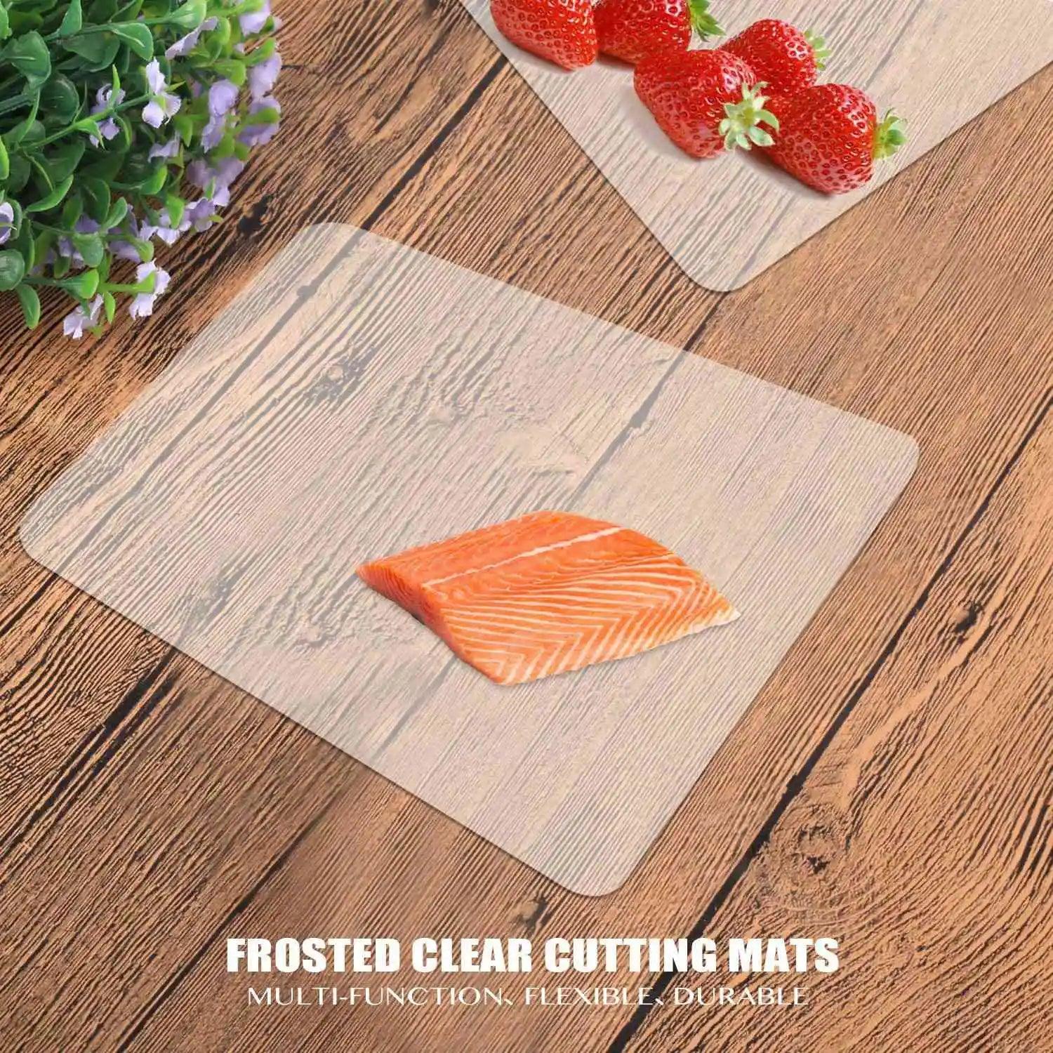 Clear Flexible Plastic Cutting Board Mats Set Frosted Clear Kitchen Cutting Board Clear Mats 17.5 x 12 Inches Set of 7 - HighGloss Shop