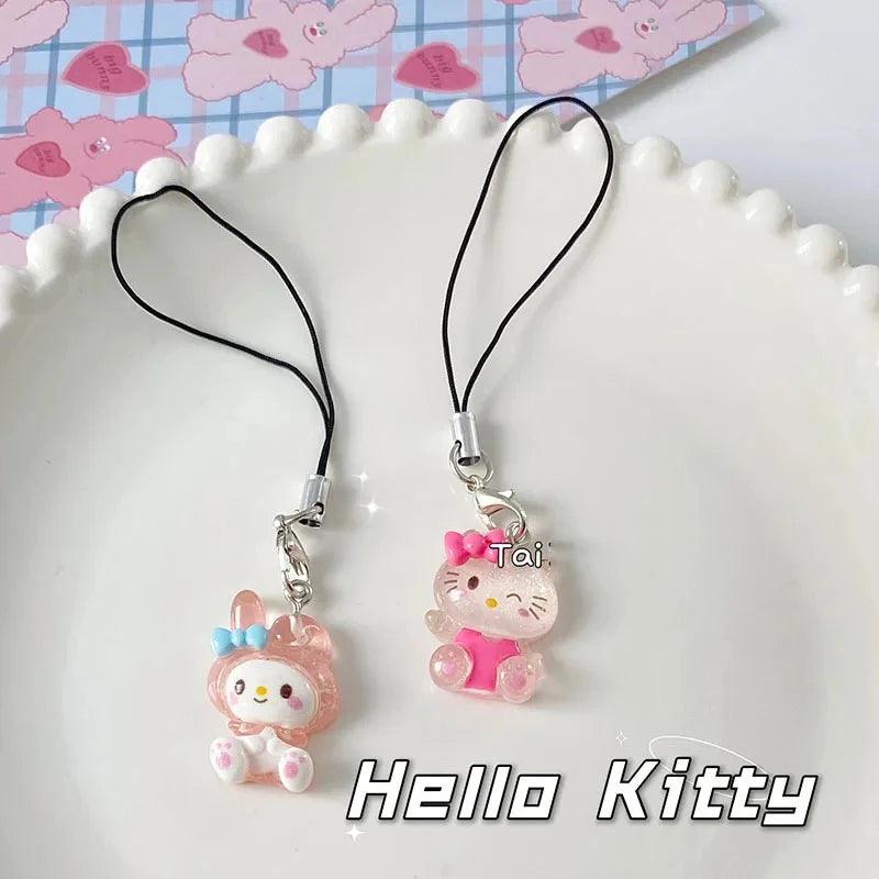 Sanrio Anime My Melody Bag Keychain Cartoon Cinnamonroll Hello Kitty Cute Phone Pendant Girly Items Pendant Rope Decoration