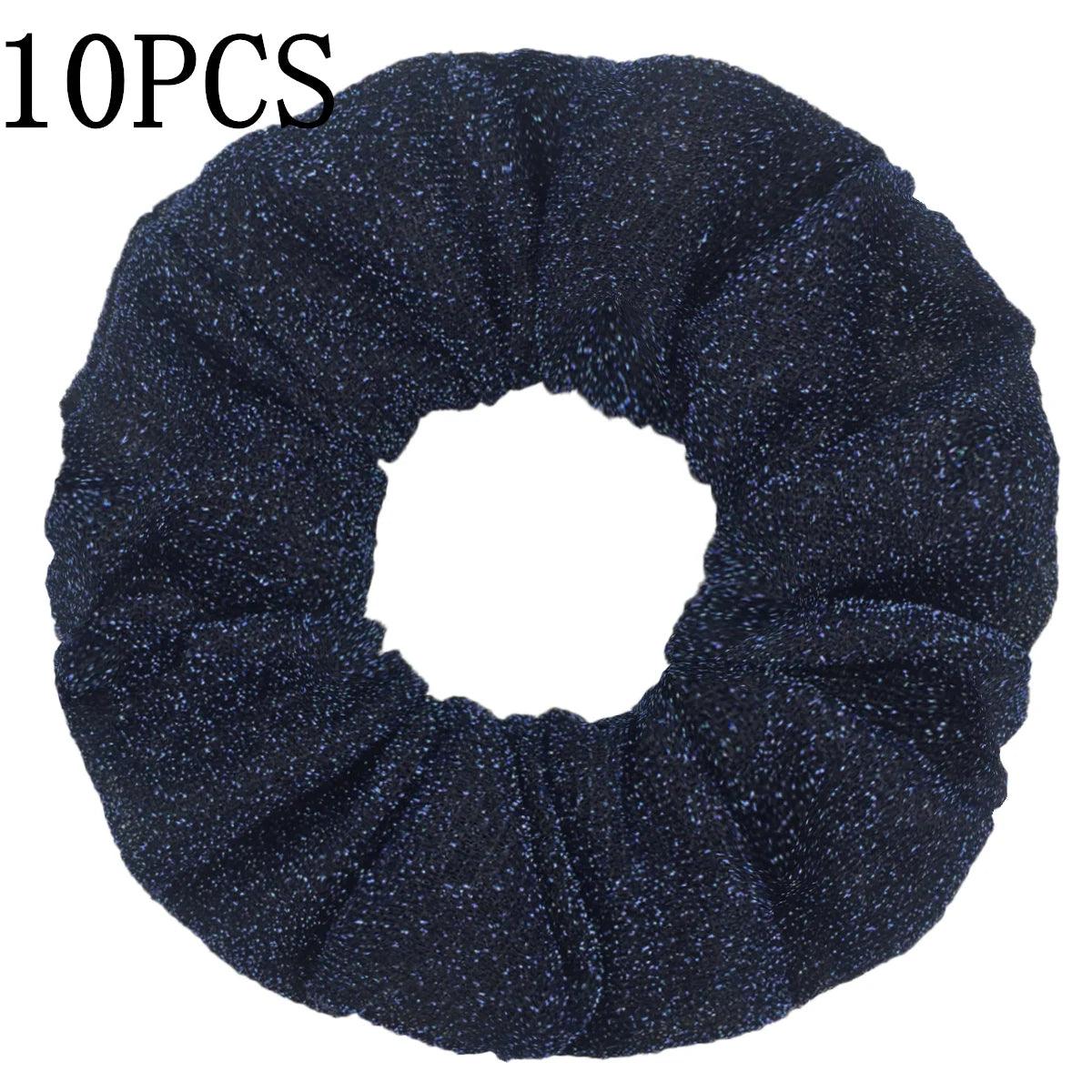 10pc Girls Sparkly Sequins Scrunchies for Hair Eleastic Scrunchy Ties Ropes Ponytail Holders Rubber Bands Shinny Bling for Women