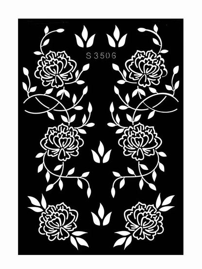 Hollow Drawing Henna Template for Hand Henna Tattoo Stencil Flower Tattoo Design for Women Wedding Festival Party Tatoo Tools