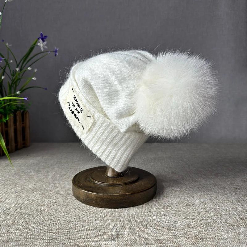 High quality New wool fur pompom hats Winter Hat Cap women girl Warm Fashion Ski Hat winter beanies outdoor Hat