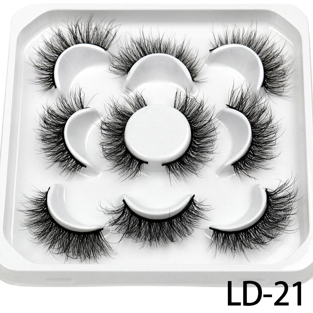 5 Pairs 25mm 3D Mink Eyelashes Bulk Russian roll Fluffy Natural False Eyelash Dramatic Mink lashes Makeup tools Wholesale lashse