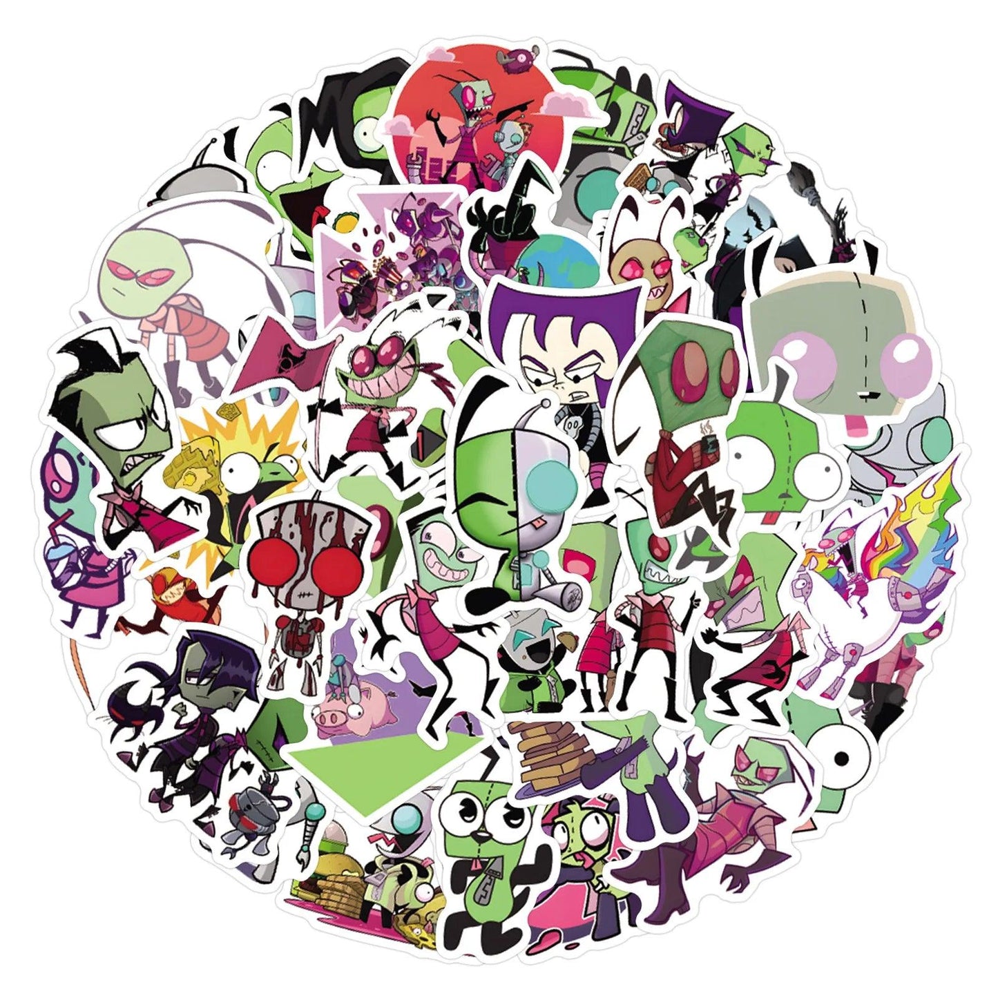 55PCS Invader Zim Stickers Paster Cartoon Characters Anime Funny Decals Scrapbooking DIY Phone Laptop Waterproof Decorations