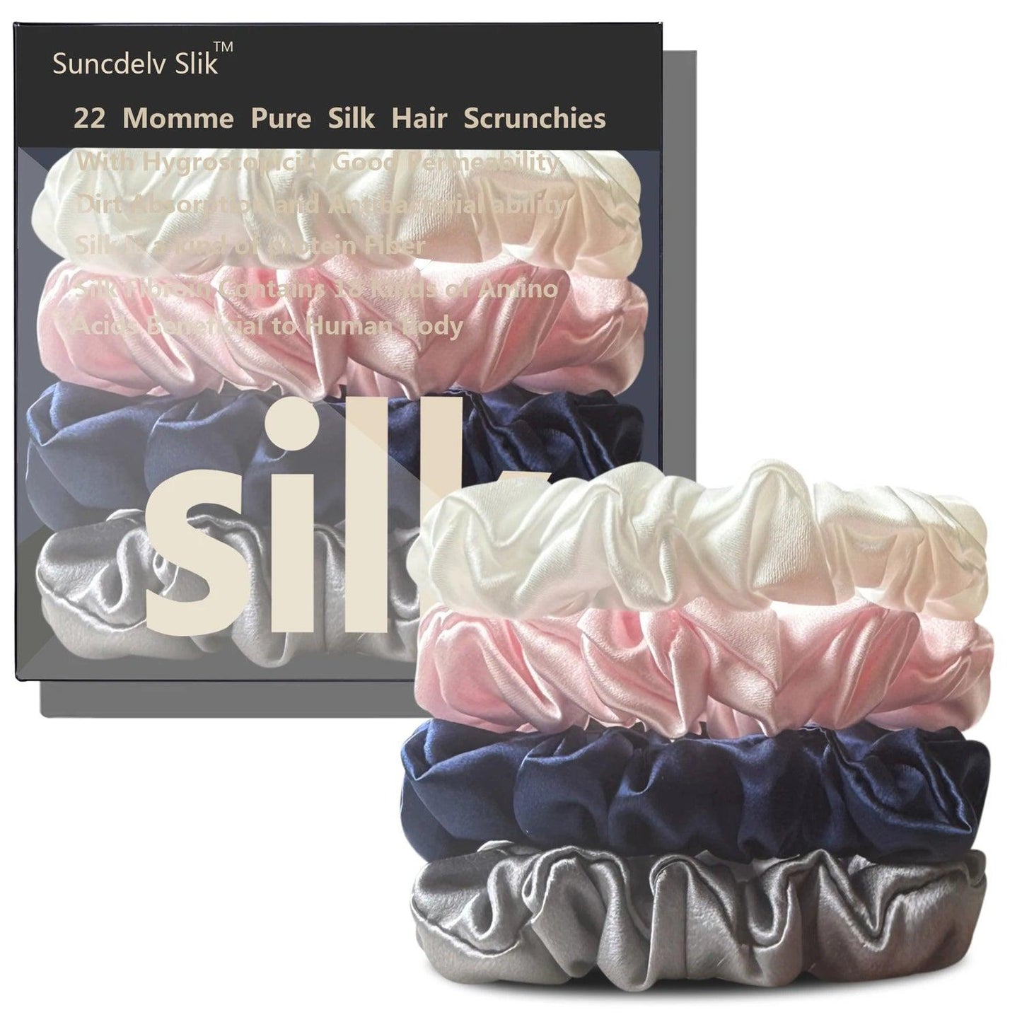 Anti Slip Silk Hair Scrunchie Handmade 100% Pure Mulberry Sillk Hairbands Women Girl Hair Accessories Pure Color Natural HairTie