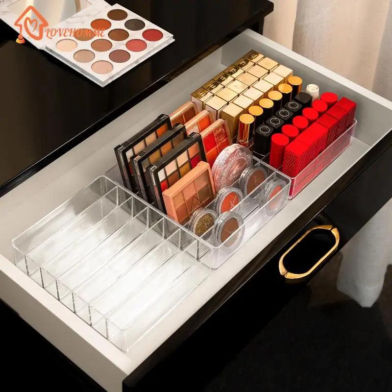 7 Grid Storage Box Clear Plastic Makeup Cosmetic Stand Holder Makeup Lipstick Eyeshadow Palette Storage Organizer