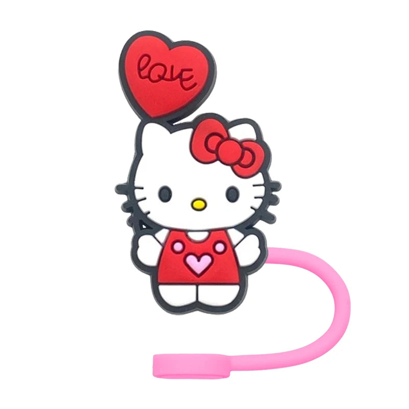 Hello Kitty Straw Cover Cap 10MM Drink Straw Plug Splash Proof Drinking Fit Cup Straw Cap Eco-friendly Charm Pendant Party Gift