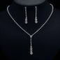 Luxury Crystal Bride Jewelry Set Rhinestone Wedding Dress Banquet Zircon Chain Necklace Dangle Earring Sets Ladies Accessories