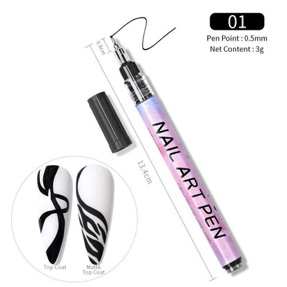 Nail Art Drawing Graffiti Pen Waterproof Painting Liner Brush DIY 3D Abstract Lines Fine Details Flower Leaf Nail Manicure Tools