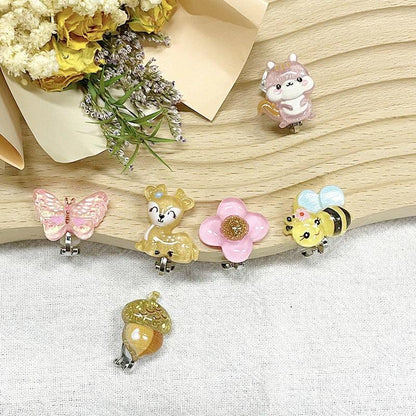 Rainbow Unicorn Butterfly Non Piercing Clip on Earring for Kids Girls Children Christmas Gift 6PRS/SET