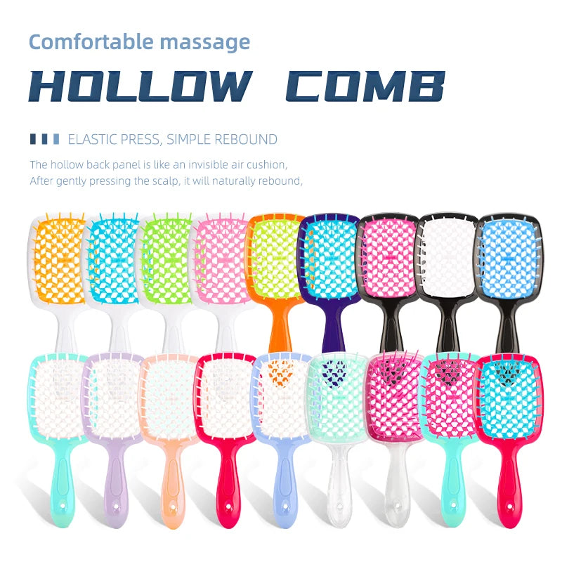 2pcs/set Wide Teeth Air Cushion Comb Massage Wet Dry Comb Demelante Brush Hollow Combs расчески Salon Barber Hair Brushes Kit