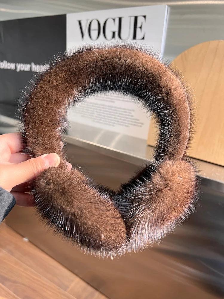 Winter Luxury Women Warm 100% Real Natural Mink Fur Earmuff Outdoor Fashion Mink Fur Earmuffs Girl Winter Ear Protection