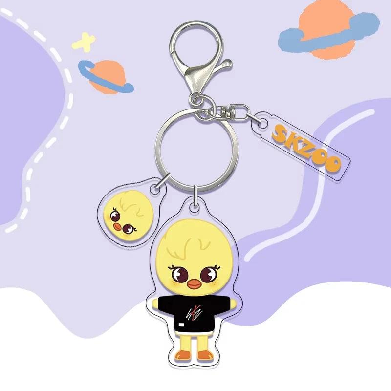 New Cute Acrylic Keychain Keyring - Cartoon Animal Character Keychains Anime Themed Carabiner Clips for Bags Xmas Gifts for Fans