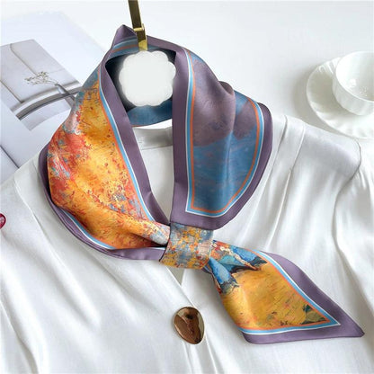 2023 New Luxury Brand Skinny Neckerchief Scarf For Women Satin Silk Ribbons Bandana Ladies Neck Tie Wrist Wrap Shawl Echarpe