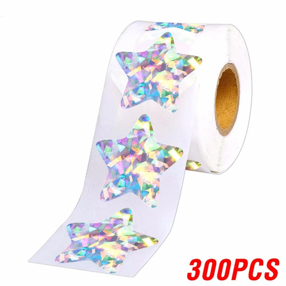 100-500pcs Holographic Silver Star Stickers For Kids Reward 1inch Foil Star Stickers Labels For Wall Crafts Classroom Supplies