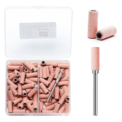 80pcs Pink 3mm Mini Nail Sanding Bands Set Pedicure Tools Electric Drill Burr 120# 180# 240# Pedicure Polishing Accessories