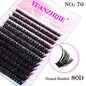 YUANZHIJIE DIY 120 PCS Cluster Lashes 3D Natural Bunch 8-16mm D Curl Segmented Beam Individual Mink Tufted Eyelash Fine Lash Tip