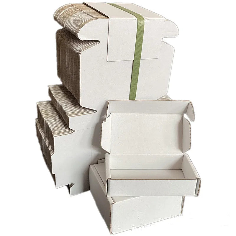 15PCS White Cardbord Carton For Packing Orders Mailer Shipping Boxes Small Jewelry Folded Packaging Boxes