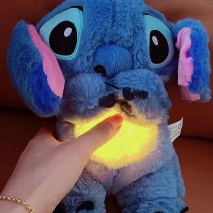 32CM Disney Stitch Plush Doll With Lighting Music Baby Sleeping Companion Sound Soothing Kawaii Plush Toy 2024 Breathing Toys