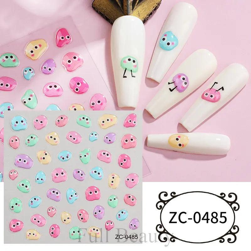 5D Belt Nail Sticker Summer Nail Art Decals Flowers White Daisy 3D Manicure Nail Gel Self Adhesive Stickers Designs Decorations