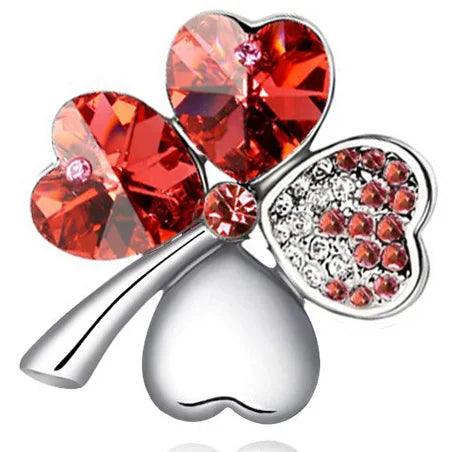 Crystal four leaf clover Brooch romantic fashion jewelry accessories charm girl lover gift summer birthday quality dropshipping