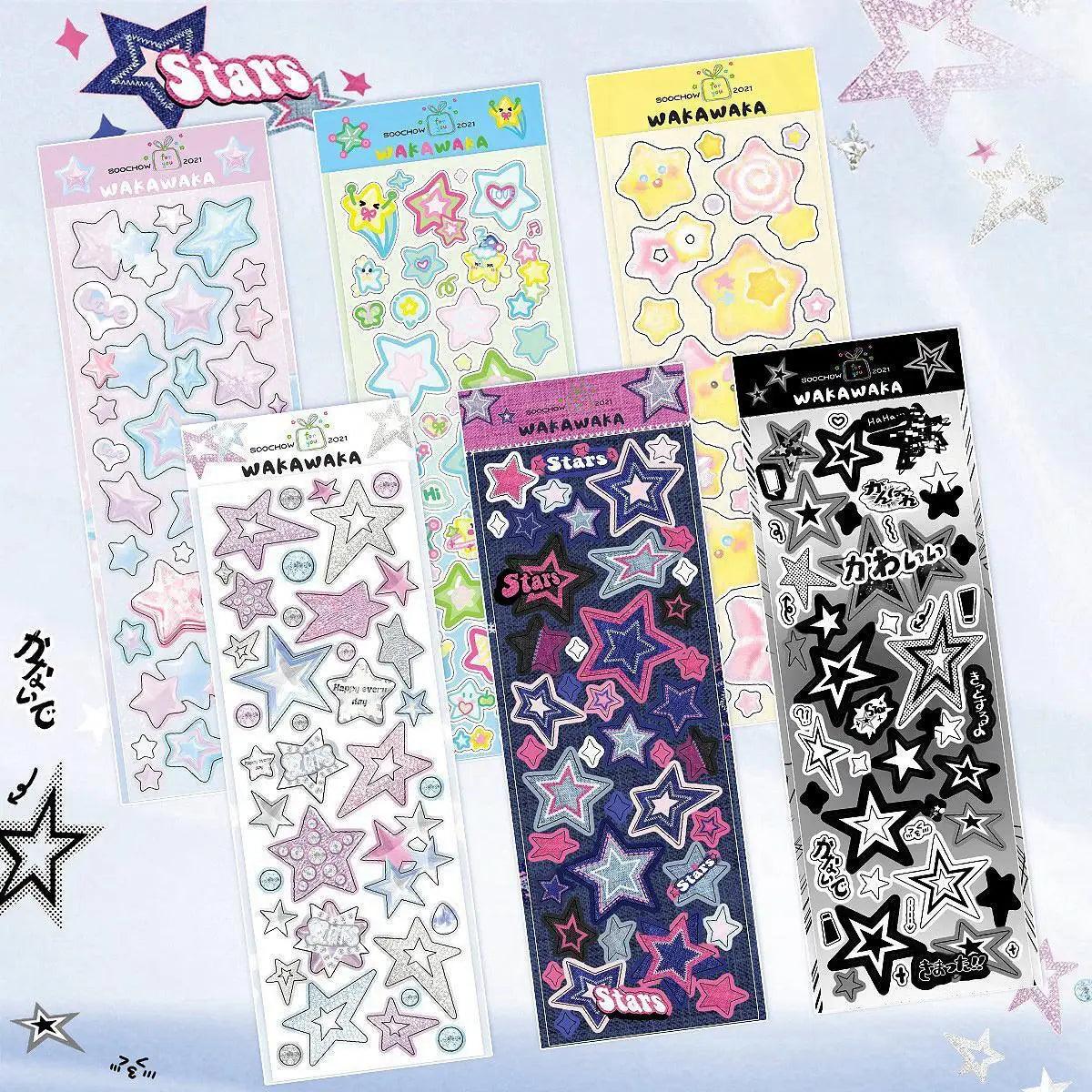 Korean Style Cute Journal stickers Hot KPOP Toploader Decoration Scrapbooking Material Kawaii Star Holographic Deco Seal