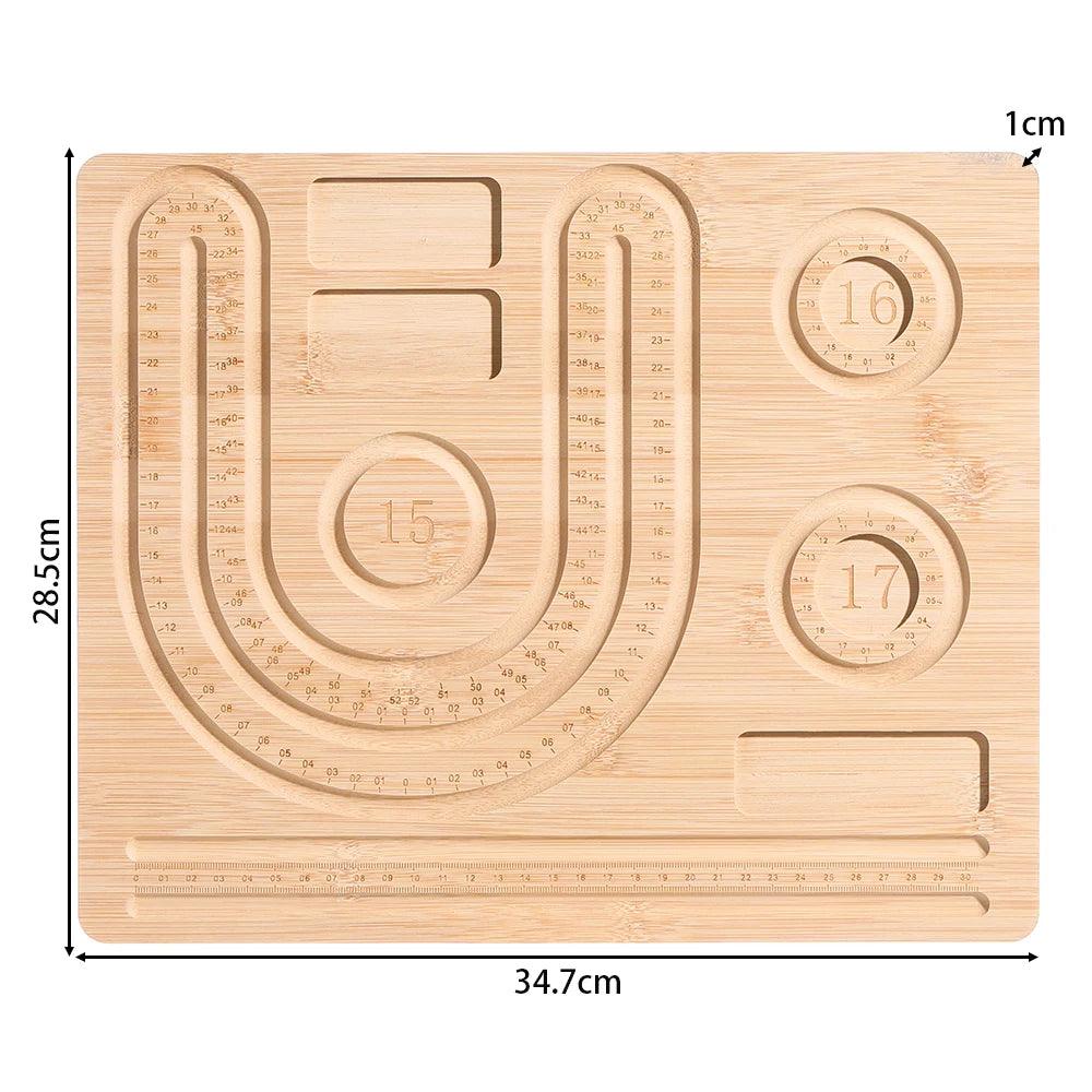 Wooden Flocked Beading Tray DIY Bracelet Necklace Jewelry Making Findings Beading Organizer Gray Bead Board Measuring Tools