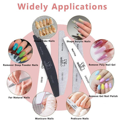 5Pcs/Lot Nail File Mix Color Limas 80/100/150/180/240 Grit Professional Sandpaper Cuticle Remover Buffer Files Manicure Tool Set