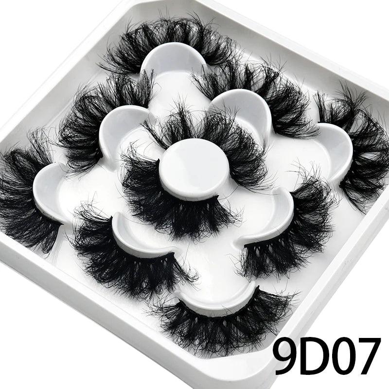 5 Pairs 25mm 3D Mink Eyelashes Bulk Russian roll Fluffy Natural False Eyelash Dramatic Mink lashes Makeup tools Wholesale lashse