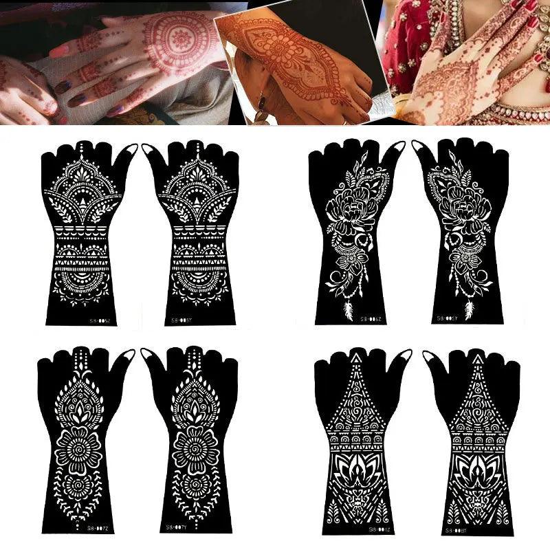 1 Pair Flower Tattoo Stencil for Hand Henna Tattoo Templates Mandala Lace  Design Wedding Painting Henna Kit Tool