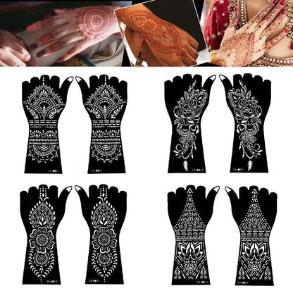 1 Pair Flower Tattoo Stencil for Hand Henna Tattoo Templates Mandala Lace  Design Wedding Painting Henna Kit Tool