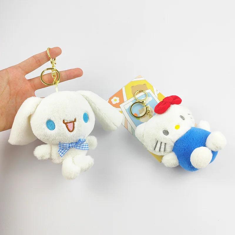 13CM Sanrio My Melody Cinnamoroll Kuromi Hello Kitty Purin Plush Anime Kawaii Plushie KeyChain Bag Decoration Doll Kids Gift Toy