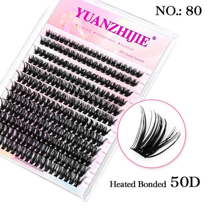 YUANZHIJIE DIY 120 PCS Cluster Lashes 3D Natural Bunch 8-16mm D Curl Segmented Beam Individual Mink Tufted Eyelash Fine Lash Tip