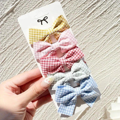 4/5Pcs Cute Baby Hairpin for Girls Print Ribbon Barrette Kids Little Hair Clip Pinches for Hair Girl Cotton Bow Hair Accessories